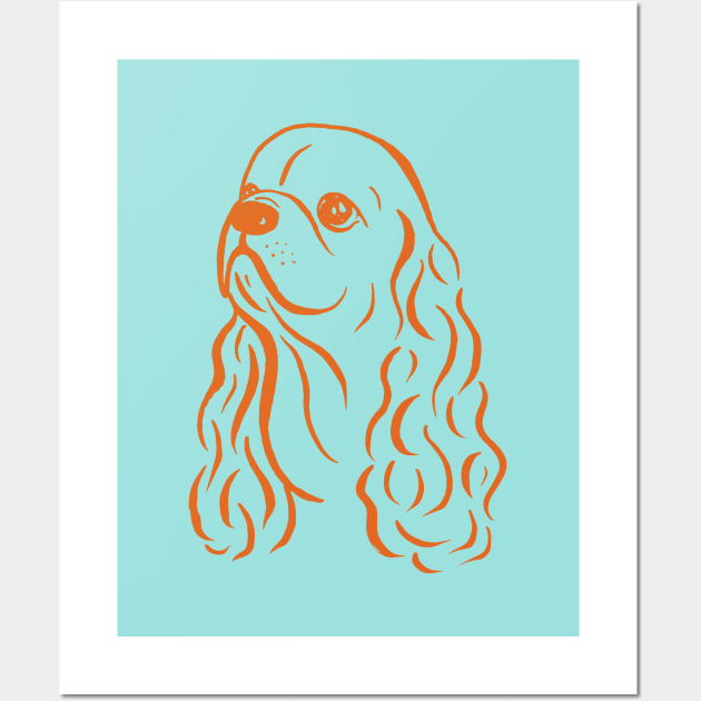 American Cocker Spaniel (Mint and Orange) Wall Art by illucalliart